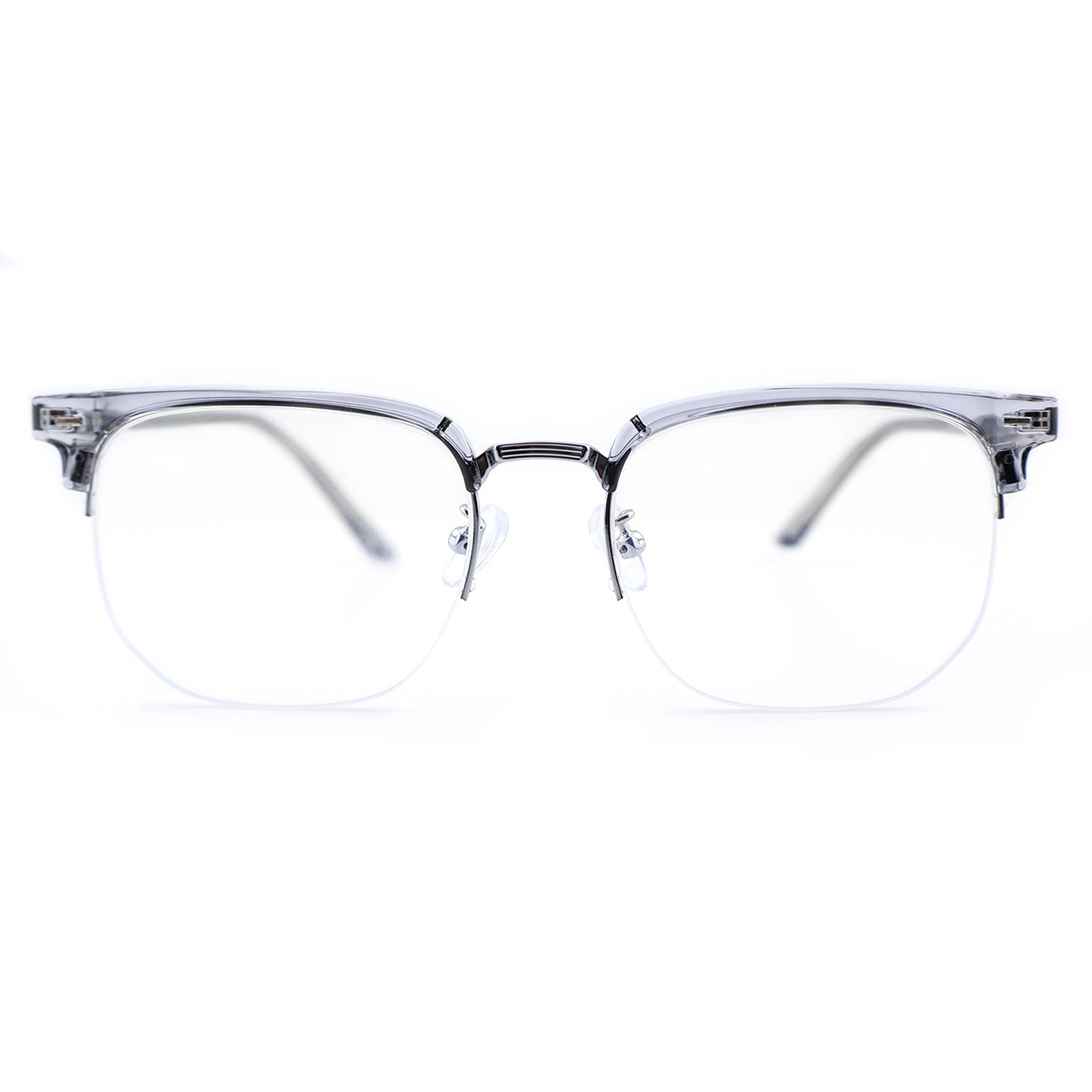 Black Browline Glasses with Purple Temple Accents