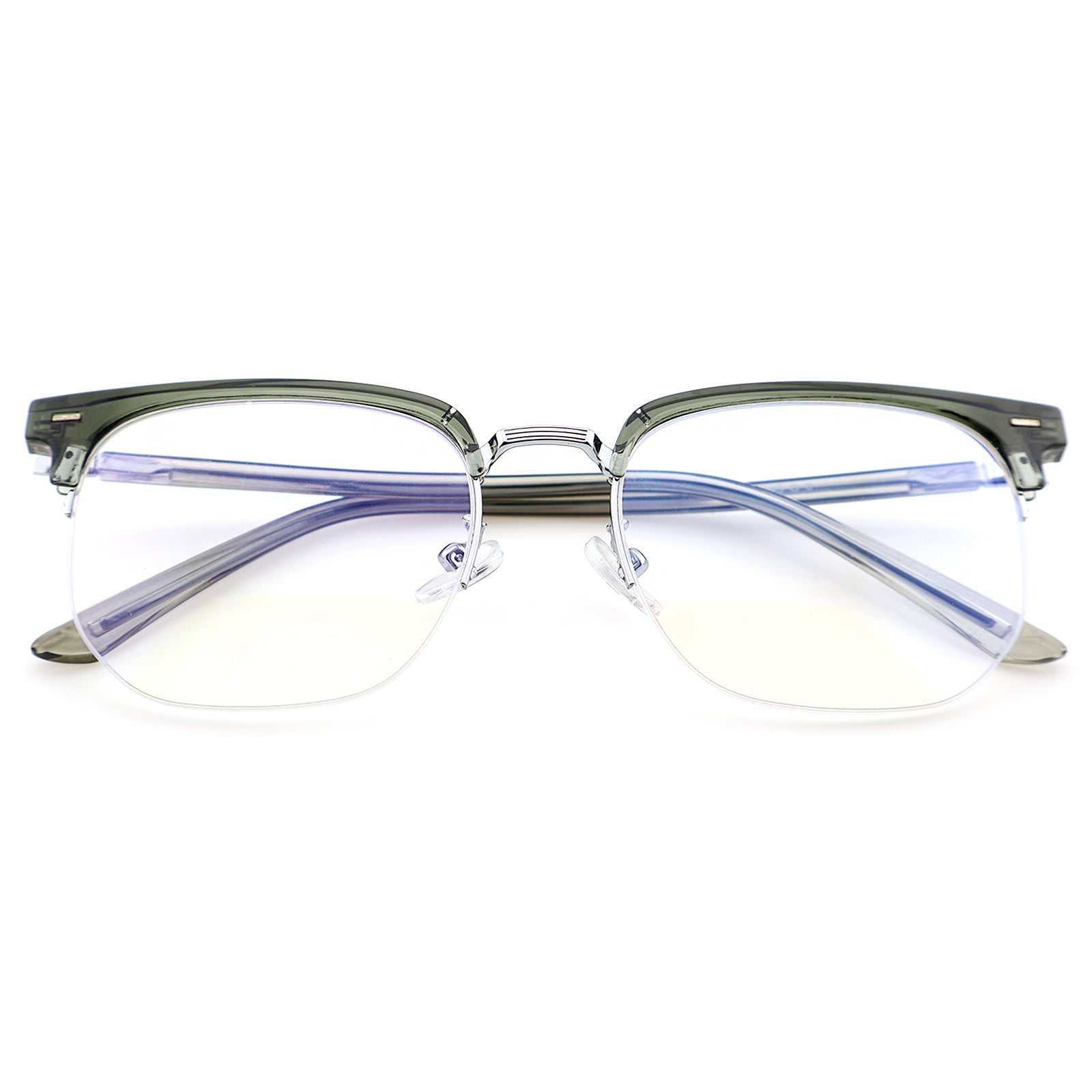 Black Browline Glasses with Purple Temple Accents