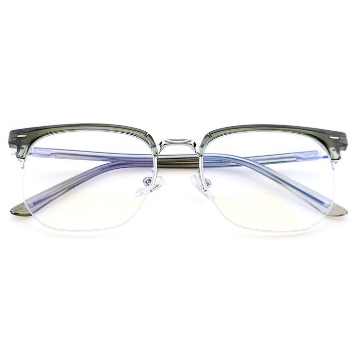Black Browline Glasses with Purple Temple Accents