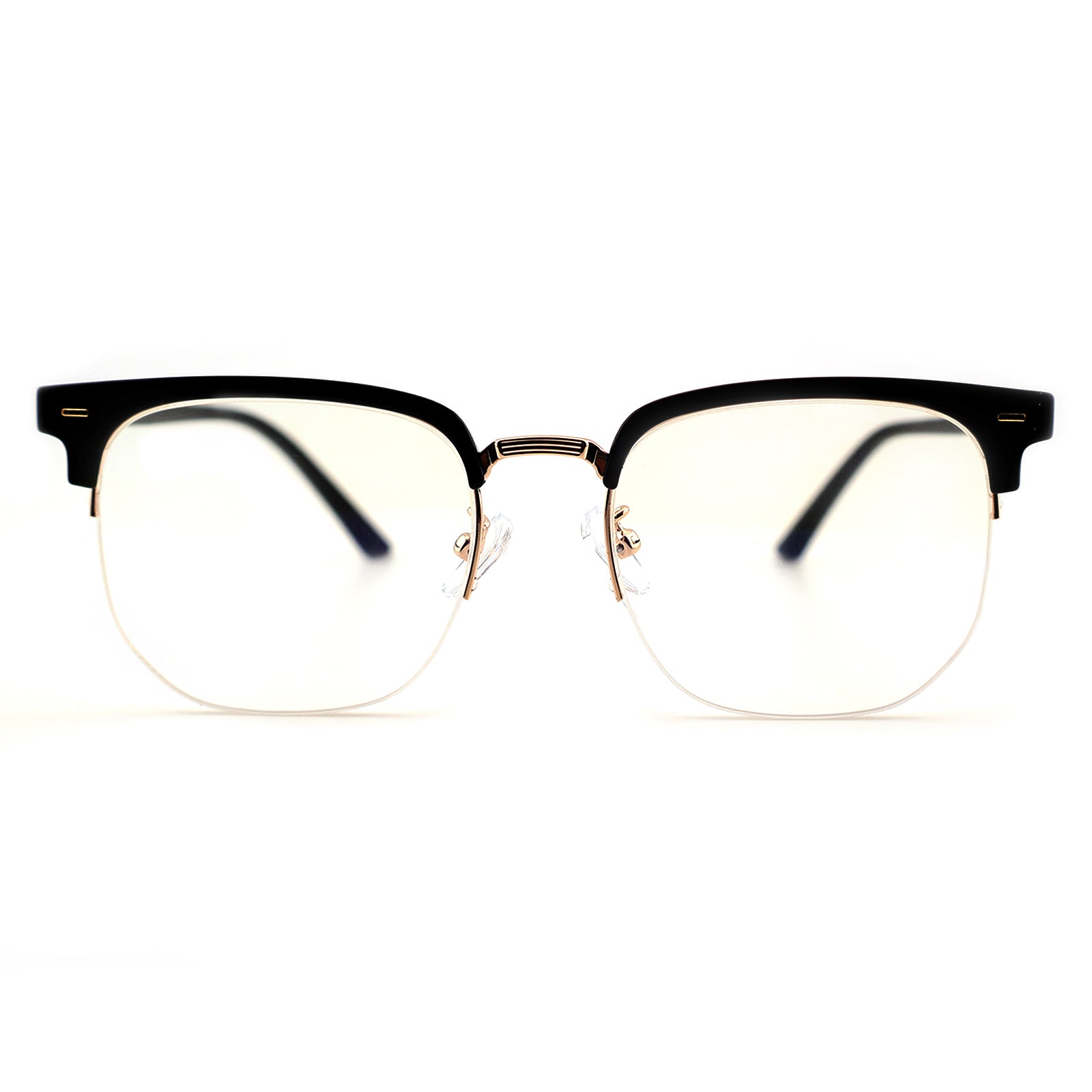Black Browline Glasses with Purple Temple Accents
