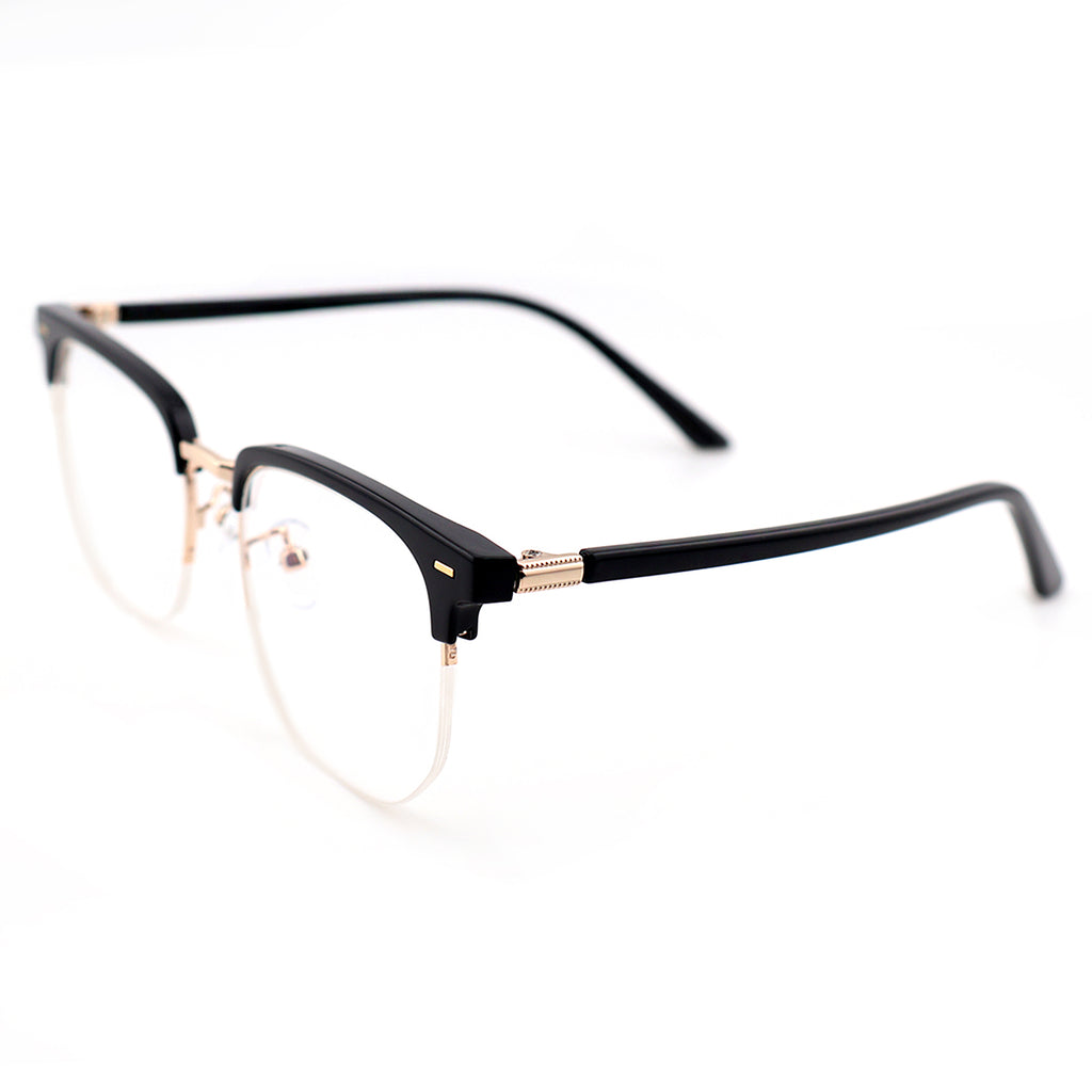 Black Browline Glasses with Purple Temple Accents