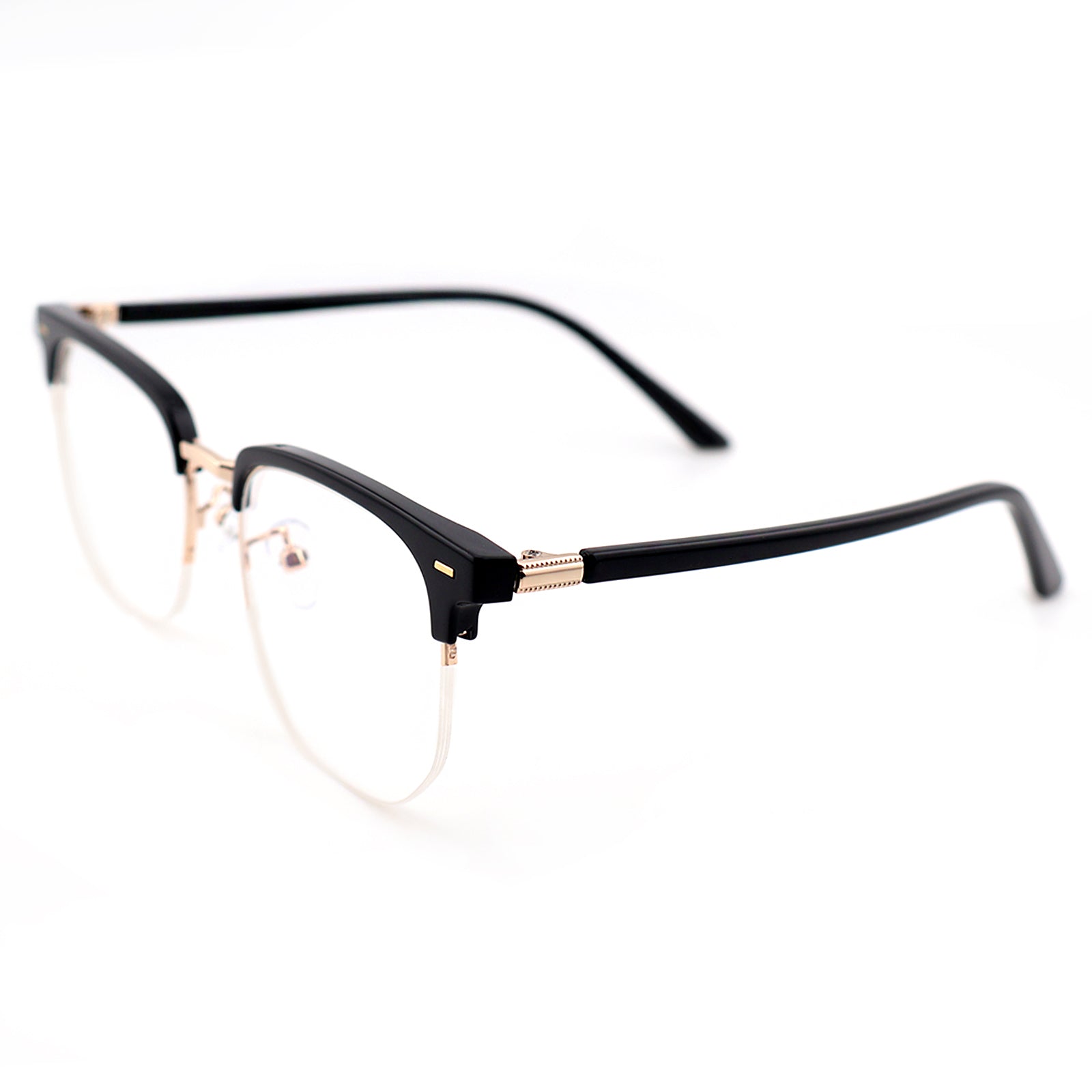 Black Browline Glasses with Purple Temple Accents