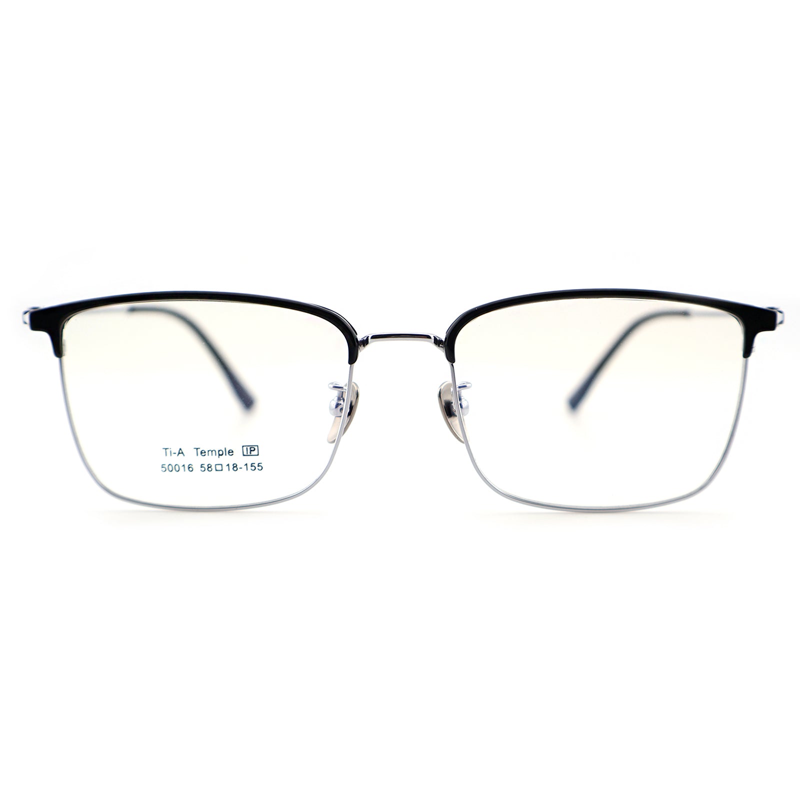 Titanium Browline Eyeglasses, Brown Top Bar