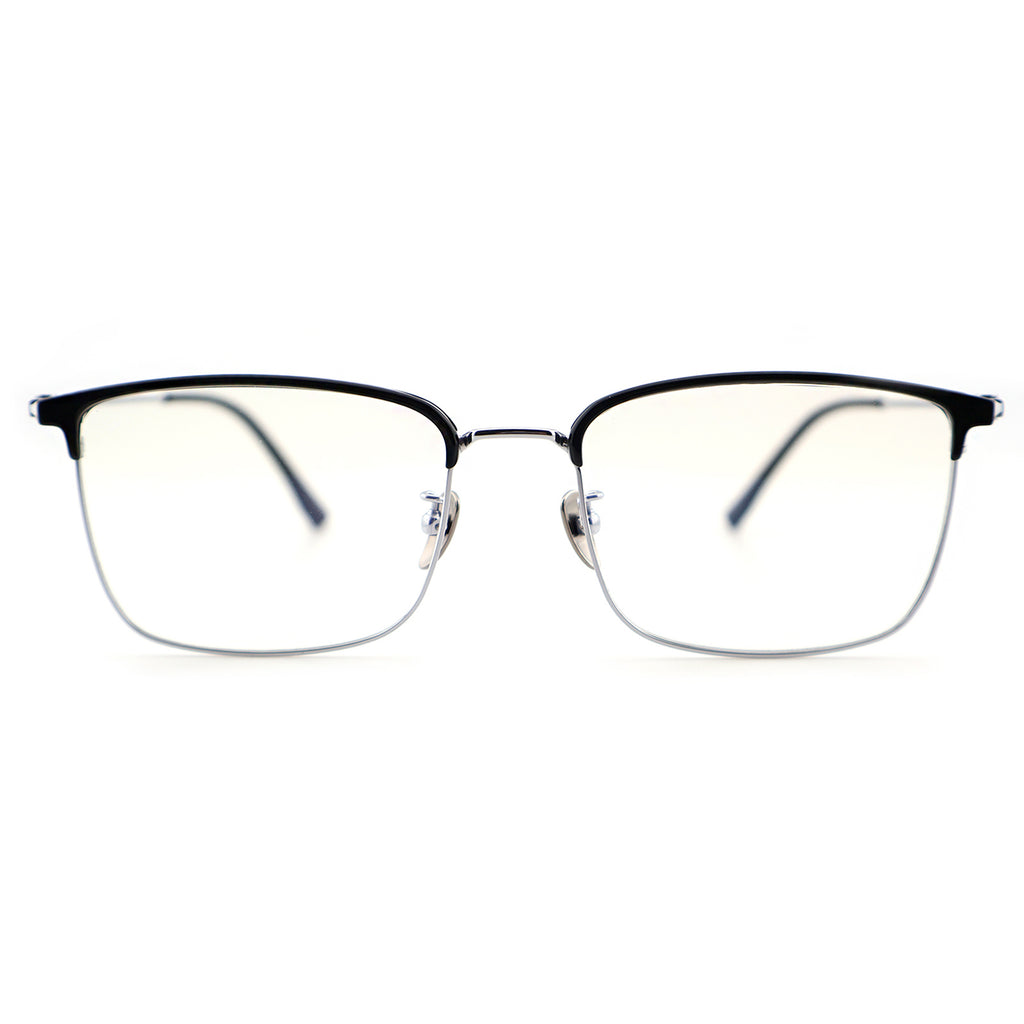 Unisex Two-Tone Browline Half-Rim Metal Eyeglasses, Free Shipping on Orders Over $69