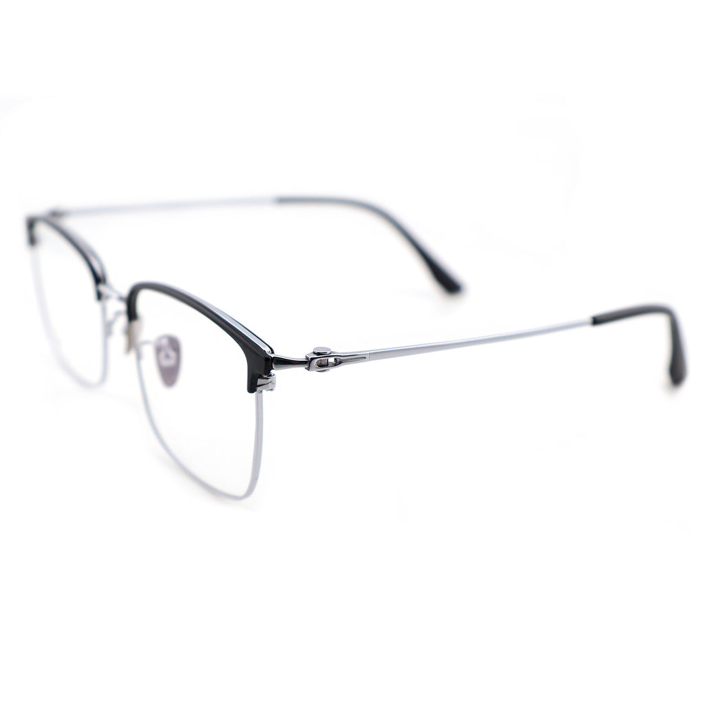 Unisex Two-Tone Browline Half-Rim Metal Eyeglasses, Free Shipping on Orders Over $69