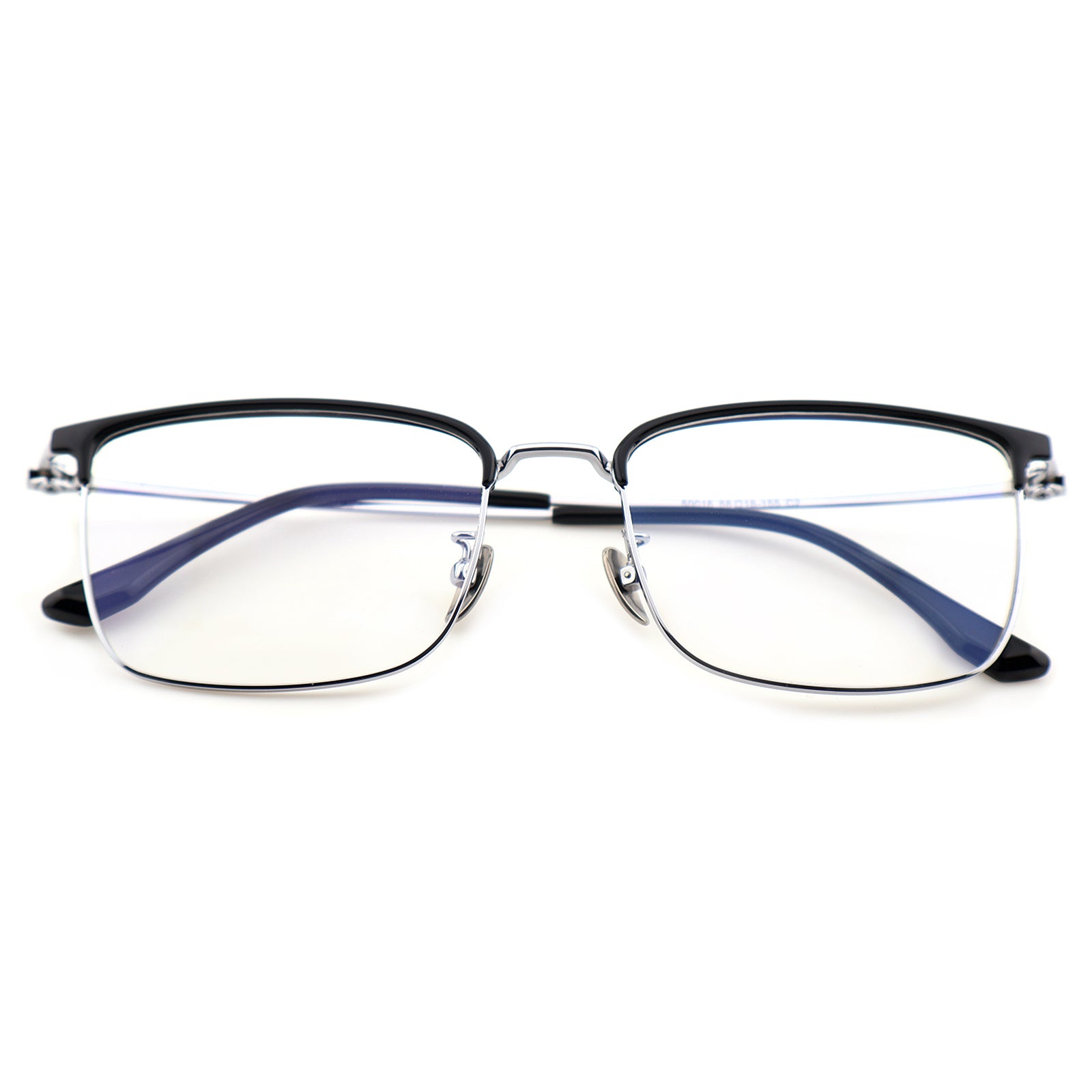 Unisex Two-Tone Browline Half-Rim Metal Eyeglasses, Free Shipping on Orders Over $69