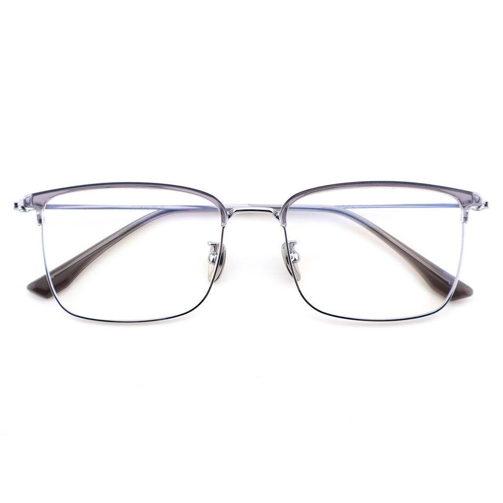 Unisex Two-Tone Browline Half-Rim Metal Eyeglasses, Free Shipping on Orders Over $69