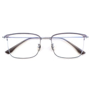 Unisex Two-Tone Browline Half-Rim Metal Eyeglasses, Free Shipping on Orders Over $69