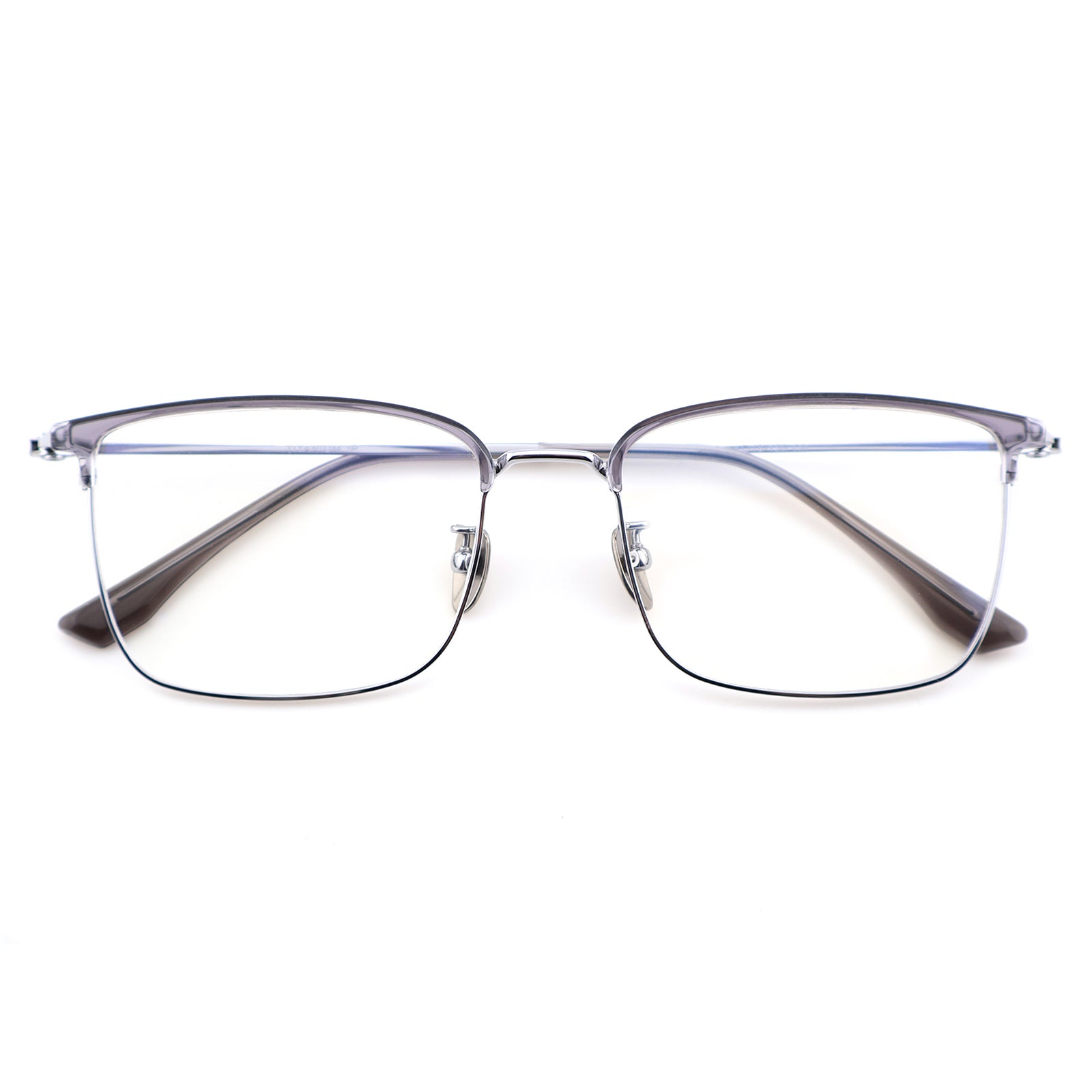 Unisex Two-Tone Browline Half-Rim Metal Eyeglasses, Free Shipping on Orders Over $69