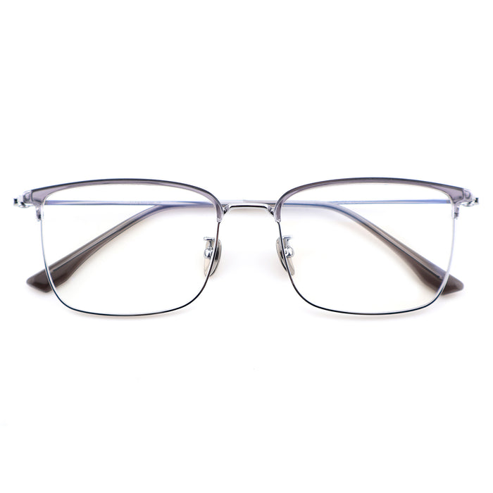 Unisex Two-Tone Browline Half-Rim Metal Eyeglasses, Free Shipping on Orders Over $69