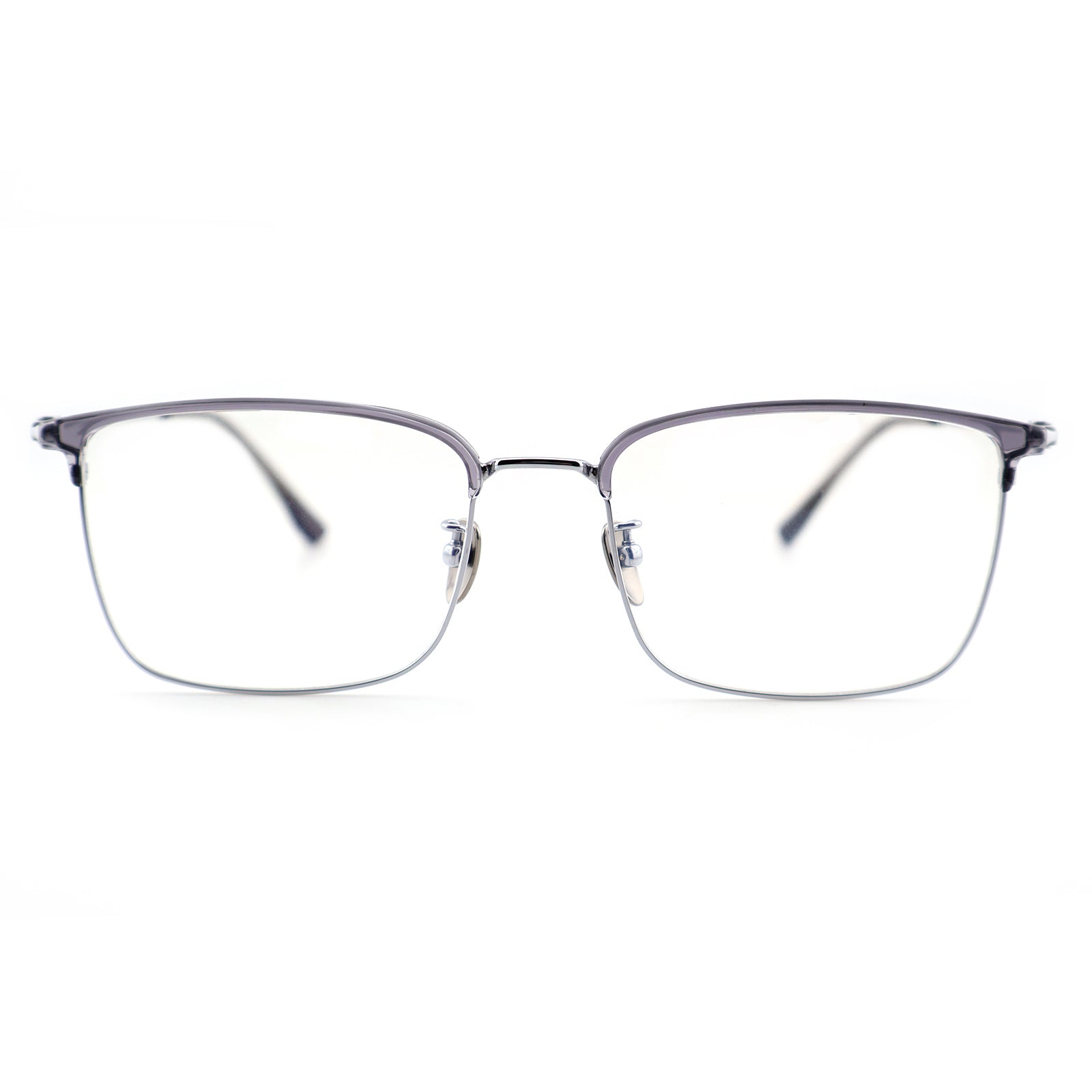 Unisex Two-Tone Browline Half-Rim Metal Eyeglasses, Free Shipping on Orders Over $69