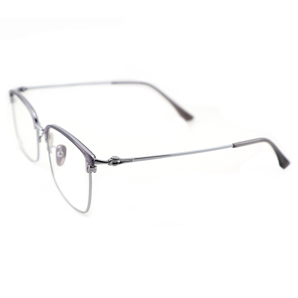 Unisex Two-Tone Browline Half-Rim Metal Eyeglasses, Free Shipping on Orders Over $69