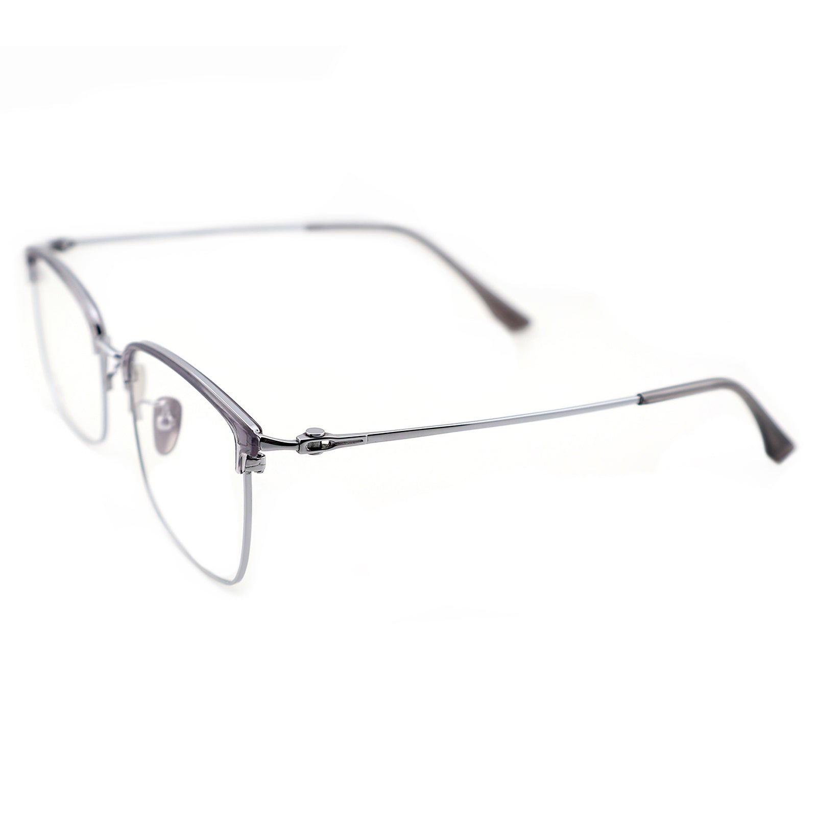Unisex Two-Tone Browline Half-Rim Metal Eyeglasses, Free Shipping on Orders Over $69