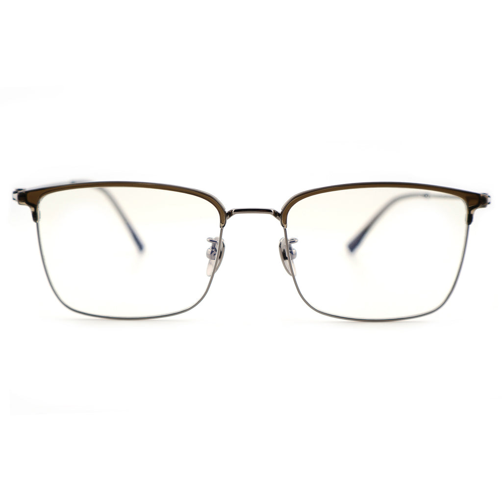 Unisex Two-Tone Browline Half-Rim Metal Eyeglasses, Free Shipping on Orders Over $69
