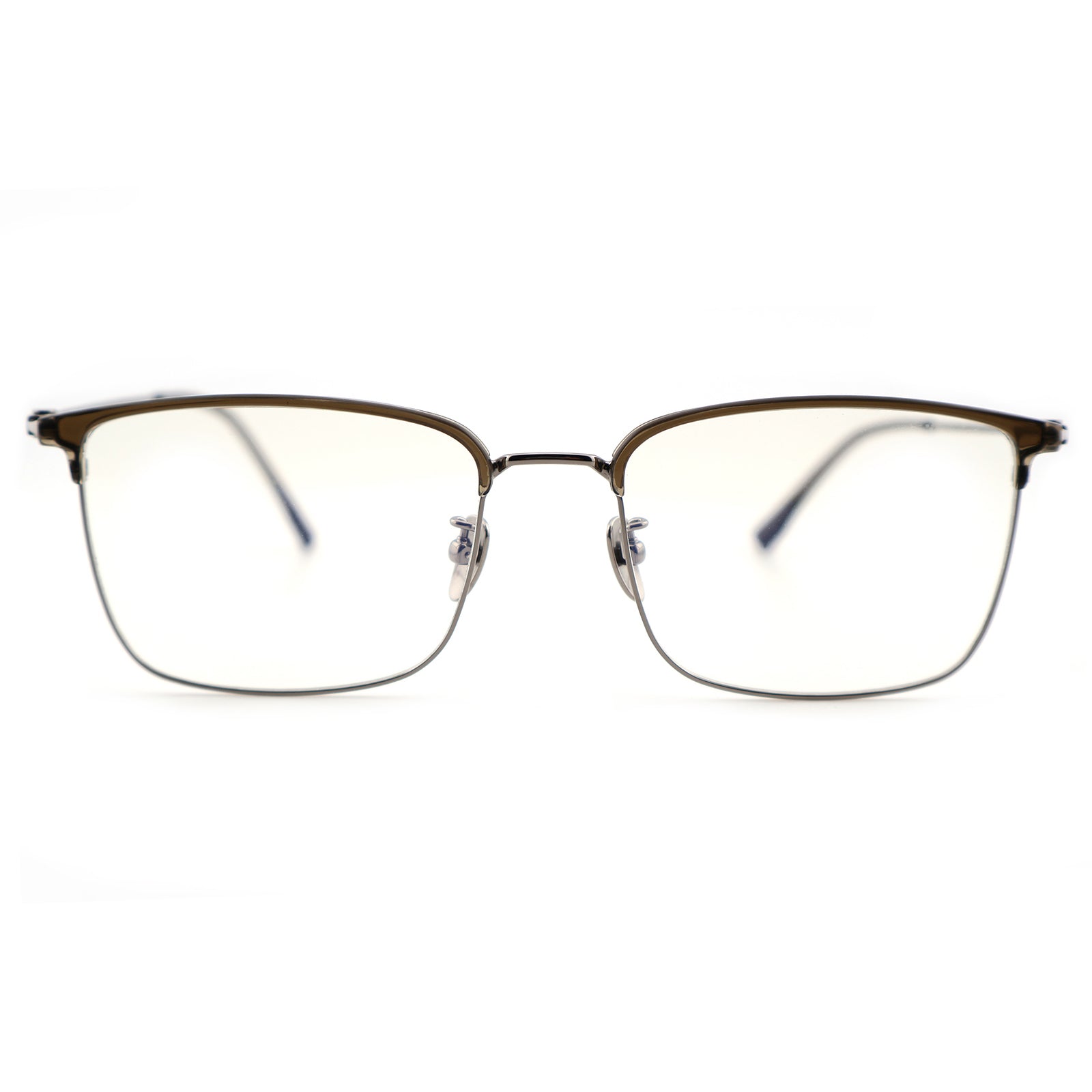 Unisex Two-Tone Browline Half-Rim Metal Eyeglasses, Free Shipping on Orders Over $69
