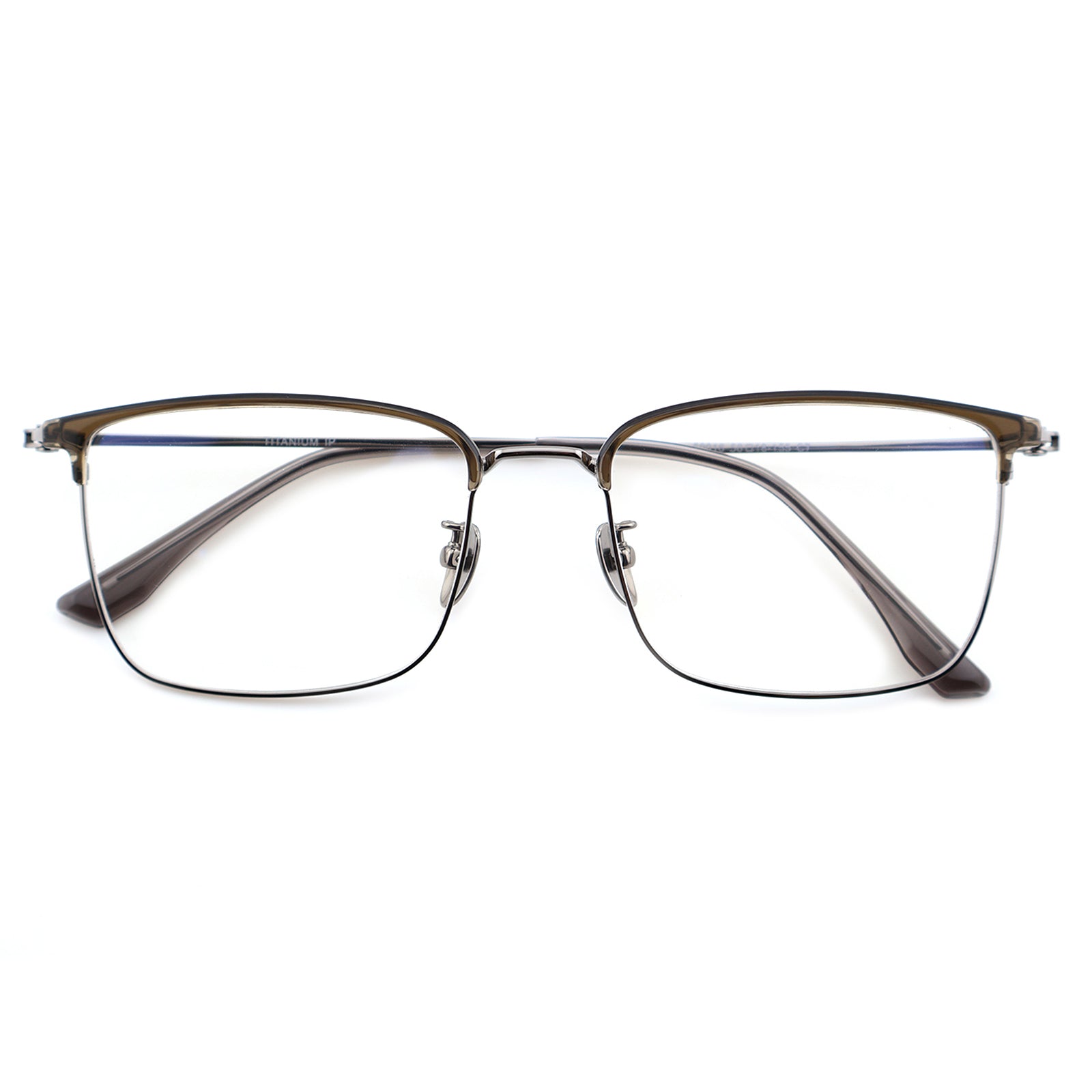 Unisex Two-Tone Browline Half-Rim Metal Eyeglasses, Free Shipping on Orders Over $69
