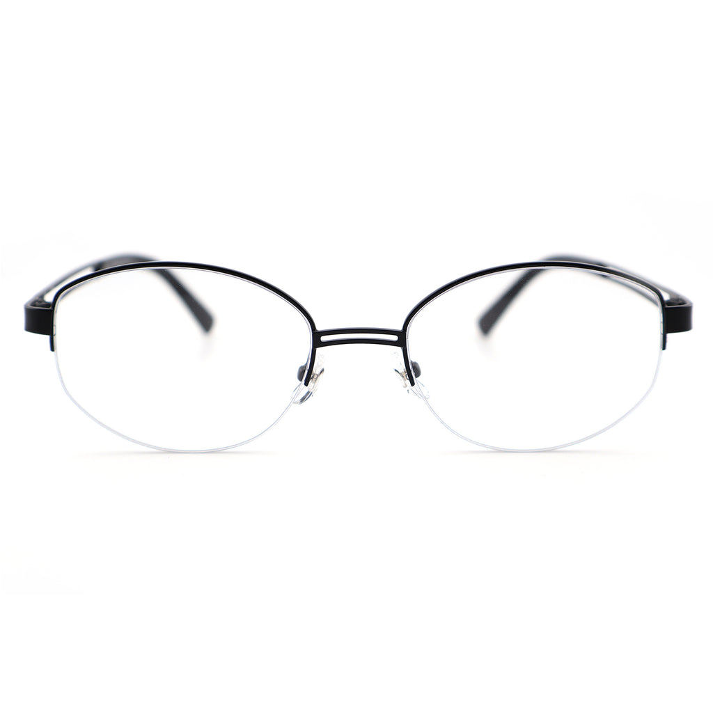 Sleek Black Browline Glasses, Lightweight Half-Rim Design