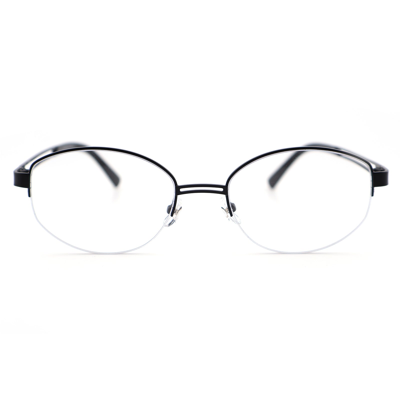 Sleek Black Browline Glasses, Lightweight Half-Rim Design