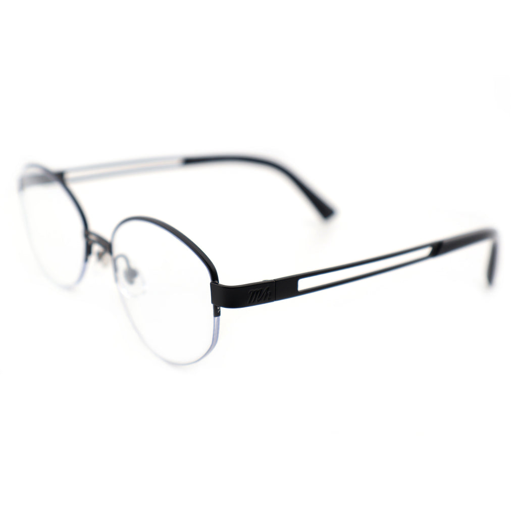 Sleek Black Browline Glasses, Lightweight Half-Rim Design