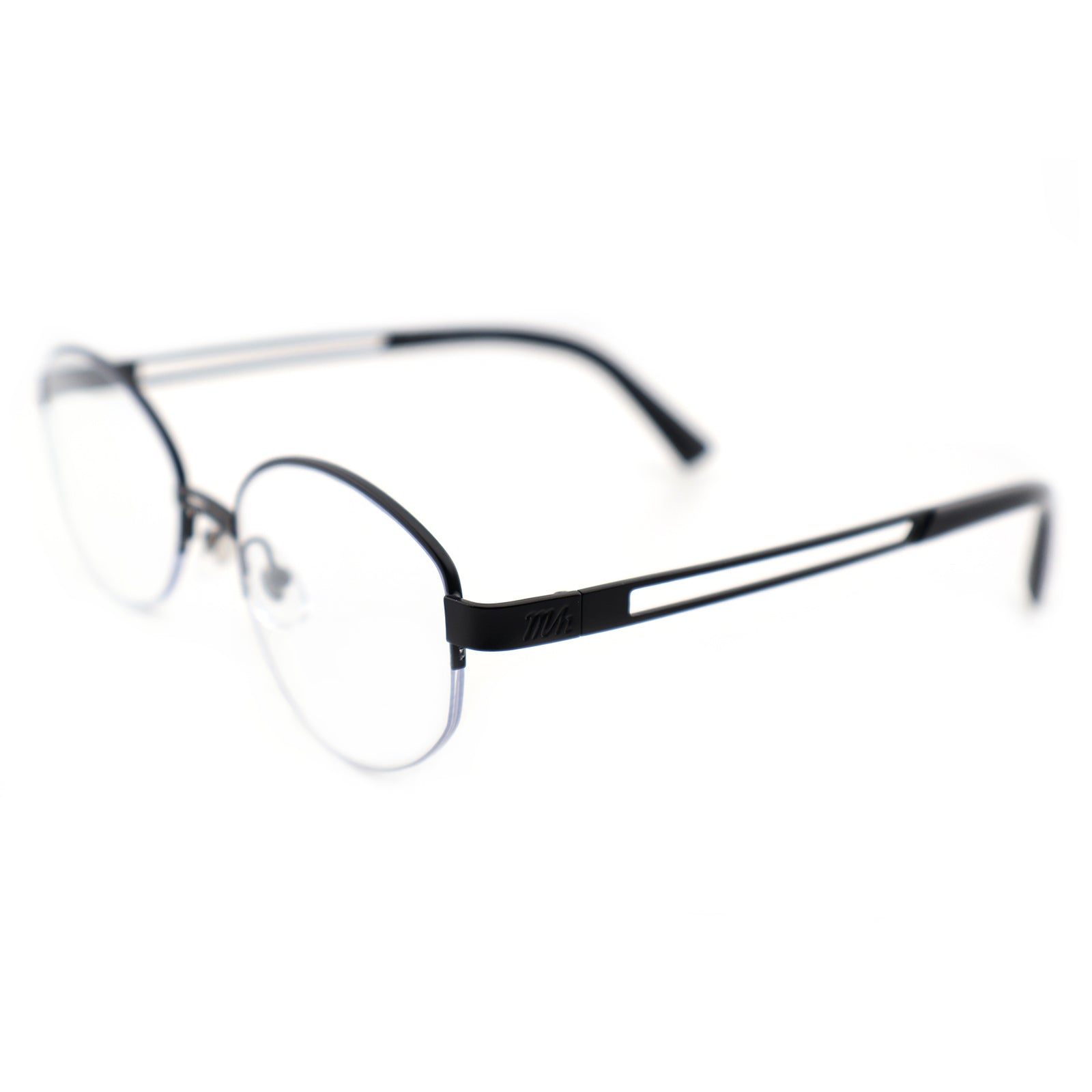 Sleek Black Browline Glasses, Lightweight Half-Rim Design