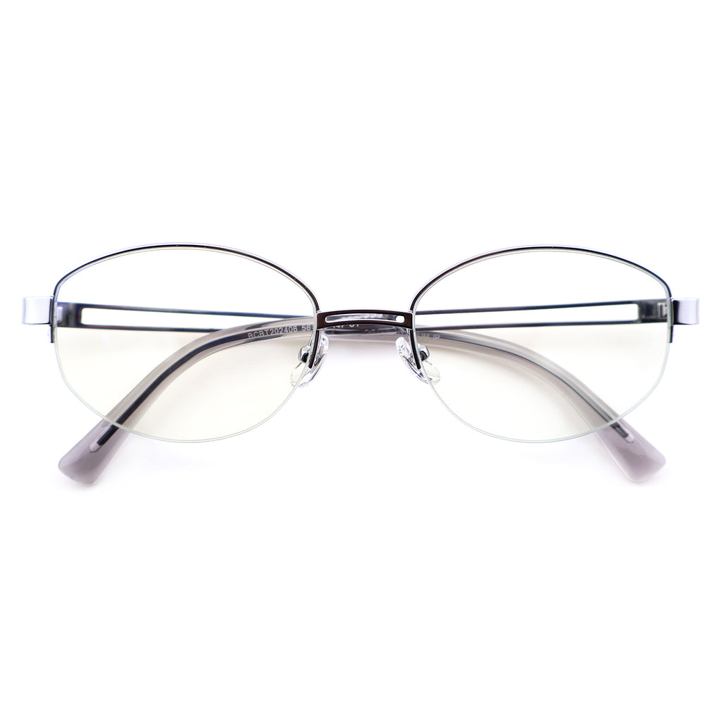 Sleek Black Browline Glasses, Lightweight Half-Rim Design