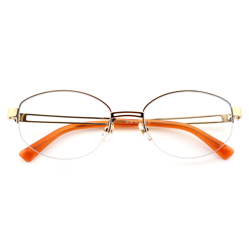 Sleek Black Browline Glasses, Lightweight Half-Rim Design