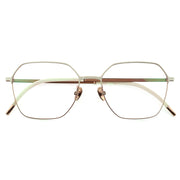 wo-Tone Black Silver Hexagonal Metal Eyeglass Frame