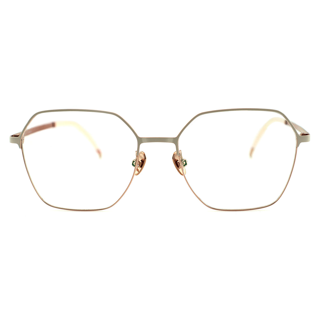wo-Tone Black Silver Hexagonal Metal Eyeglass Frame