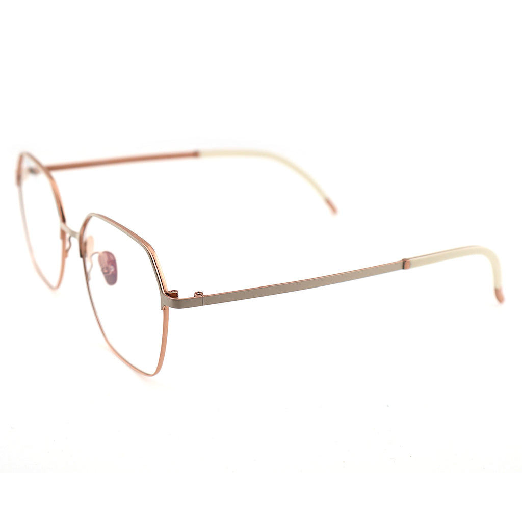 wo-Tone Black Silver Hexagonal Metal Eyeglass Frame