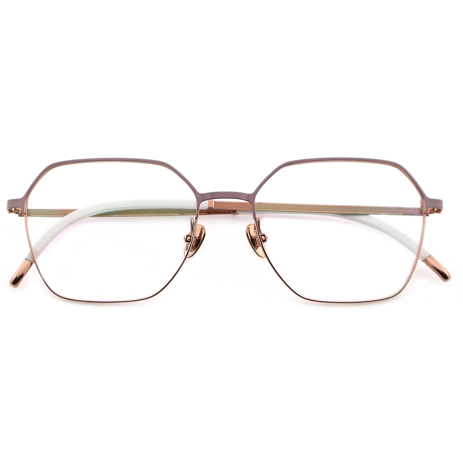 wo-Tone Black Silver Hexagonal Metal Eyeglass Frame