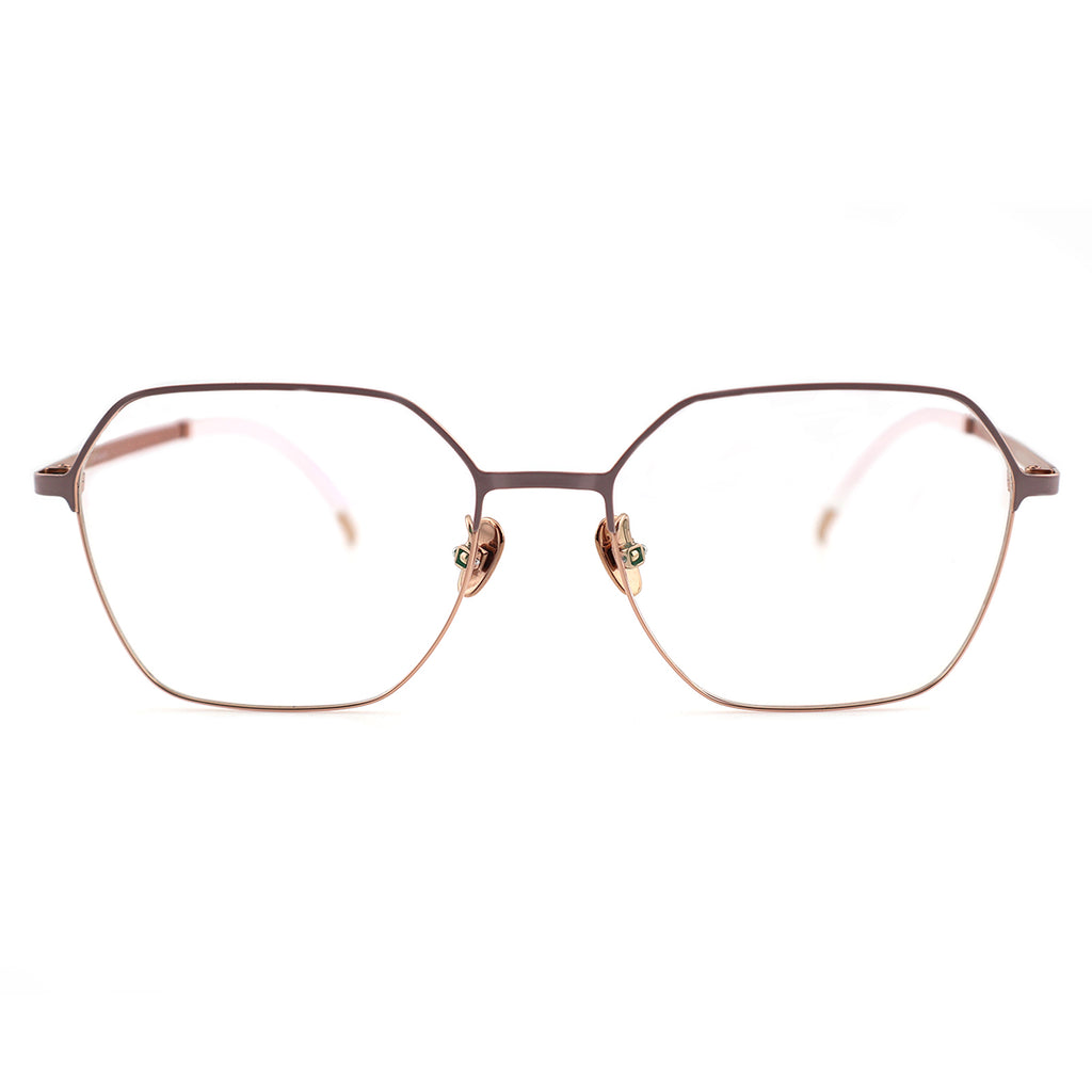 wo-Tone Black Silver Hexagonal Metal Eyeglass Frame