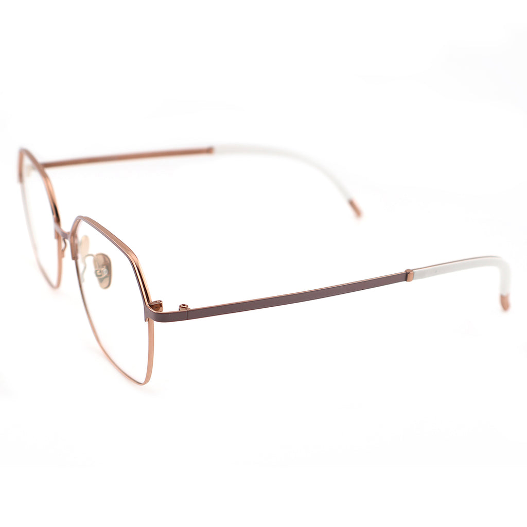 wo-Tone Black Silver Hexagonal Metal Eyeglass Frame