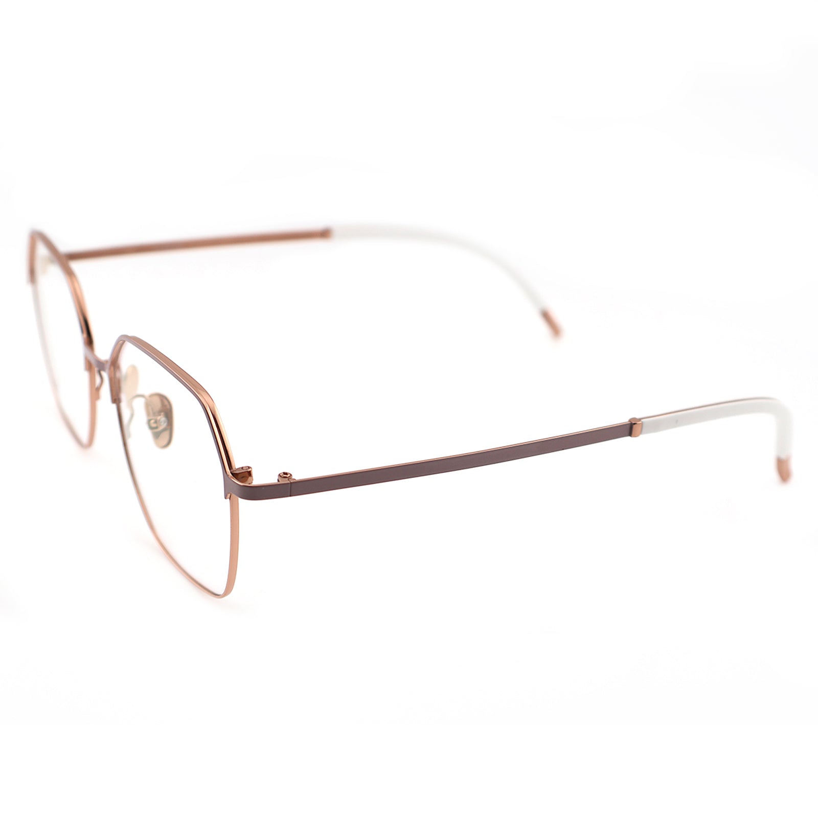 wo-Tone Black Silver Hexagonal Metal Eyeglass Frame