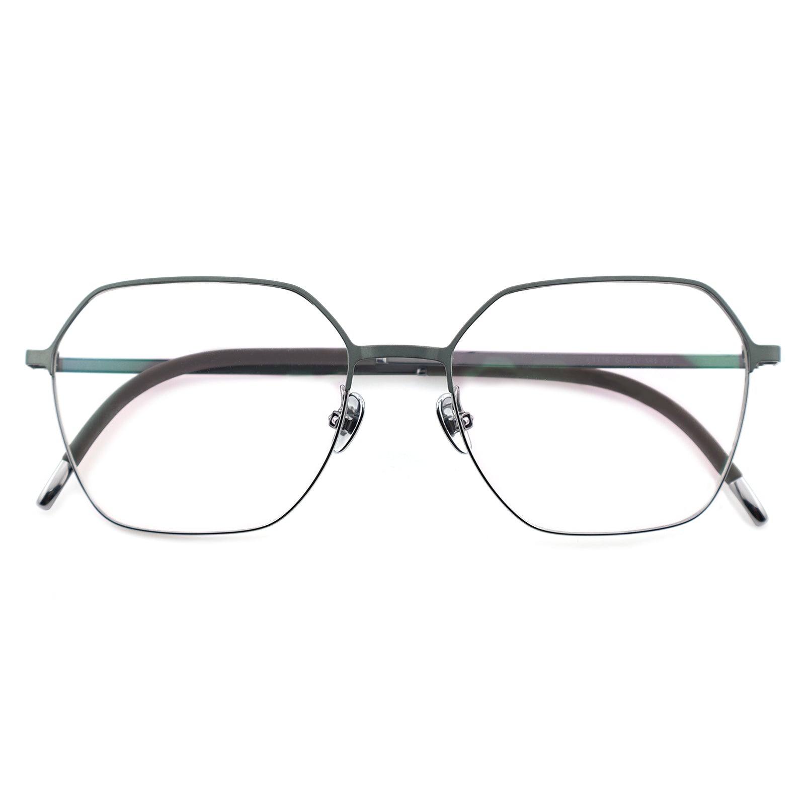 wo-Tone Black Silver Hexagonal Metal Eyeglass Frame