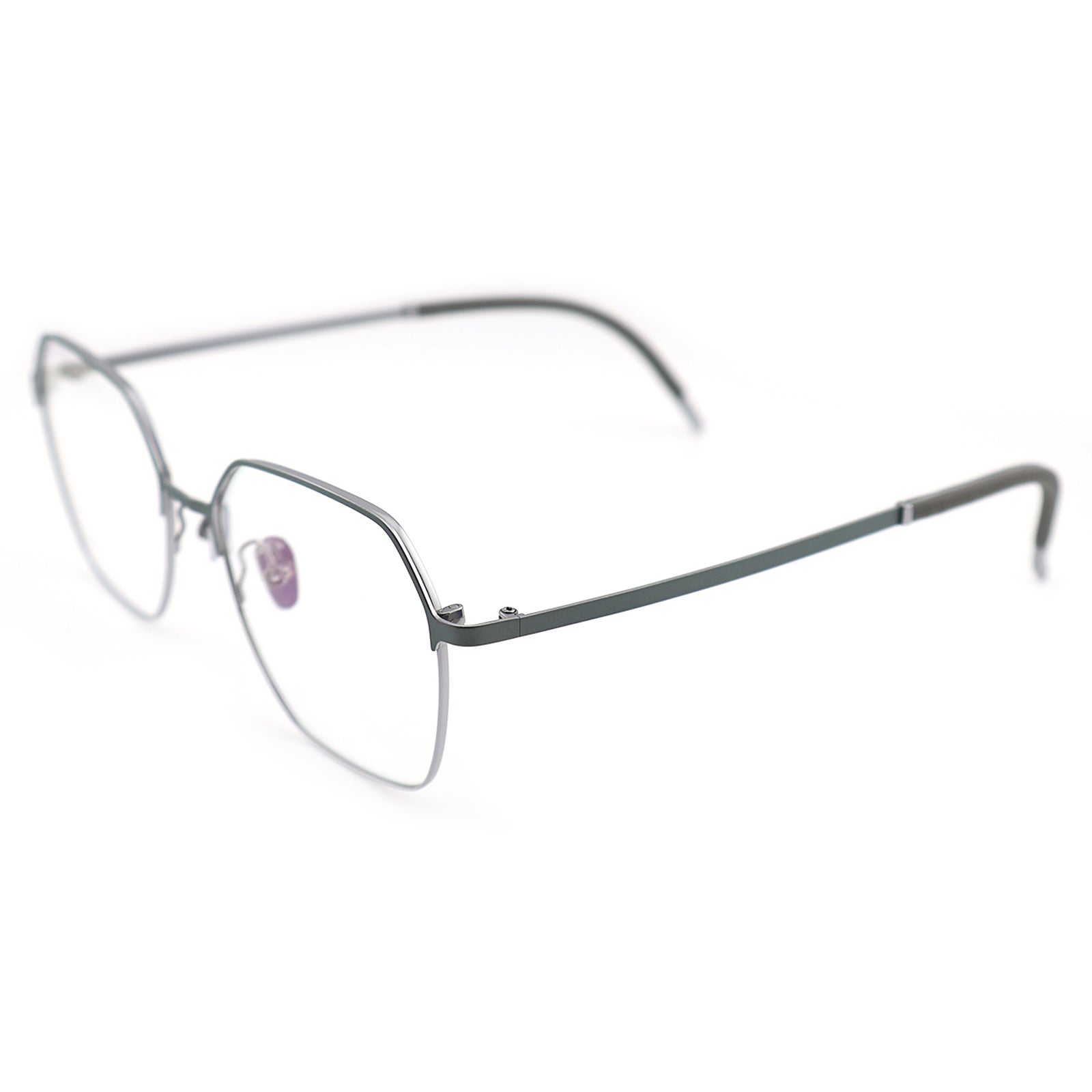 wo-Tone Black Silver Hexagonal Metal Eyeglass Frame