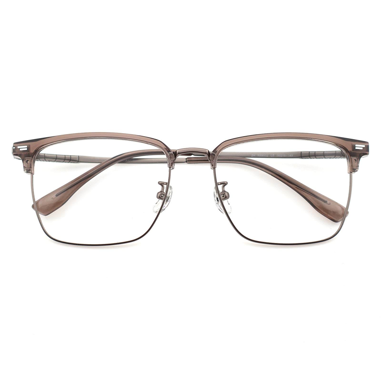 Transparent Brown Browline Square Eyeglass Frame for Men