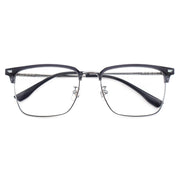 Transparent Brown Browline Square Eyeglass Frame for Men