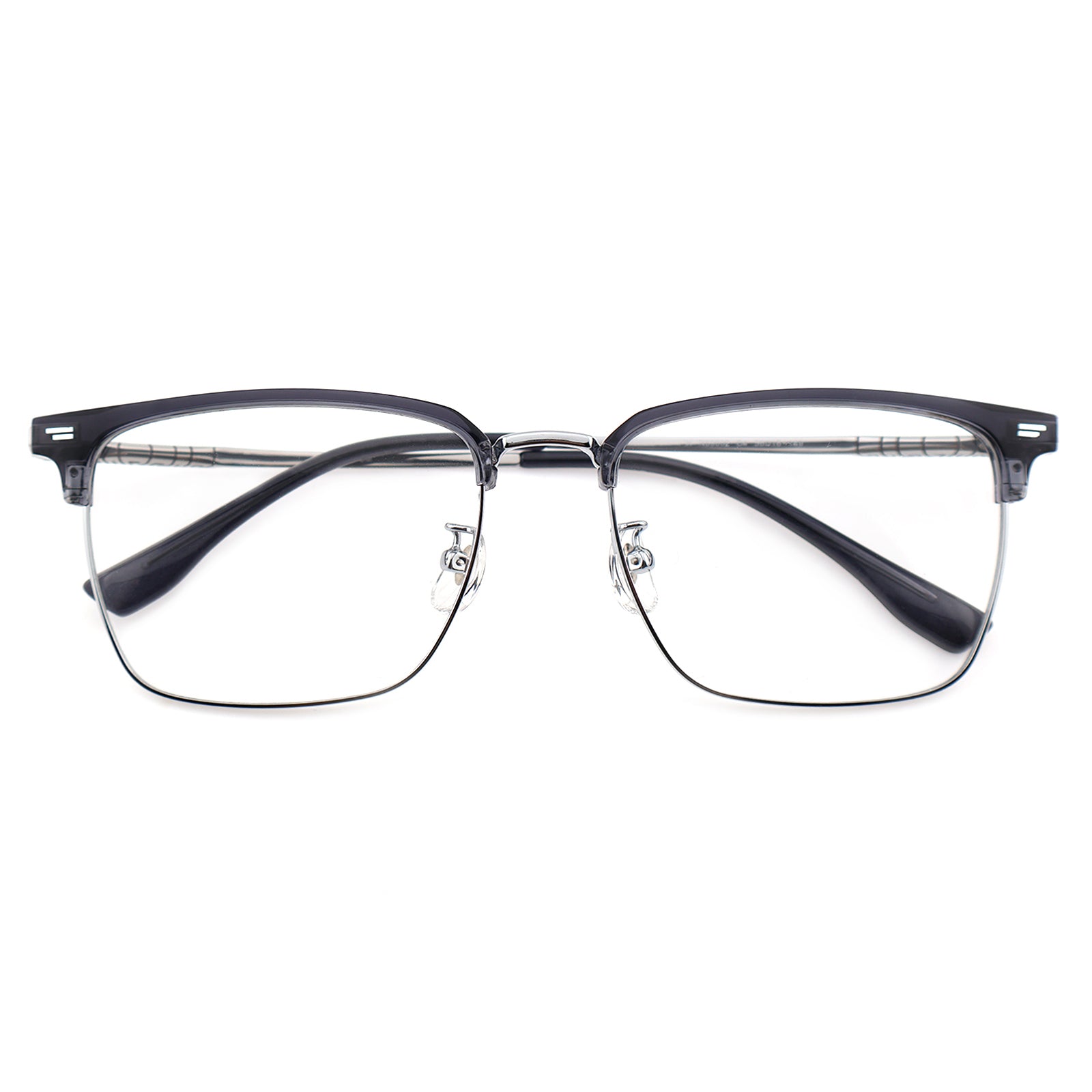 Transparent Brown Browline Square Eyeglass Frame for Men