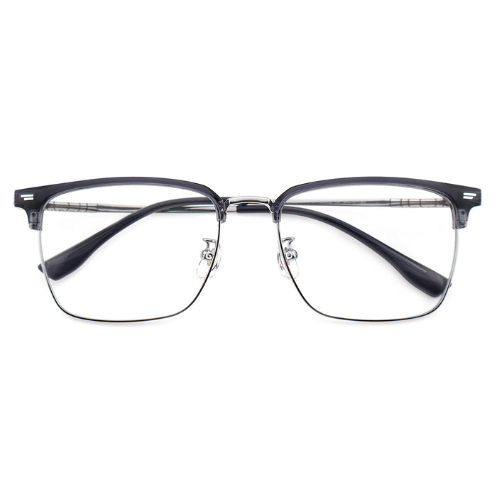 Transparent Brown Browline Square Eyeglass Frame for Men