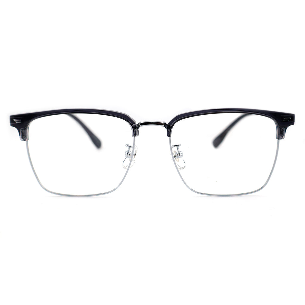 Transparent Brown Browline Square Eyeglass Frame for Men