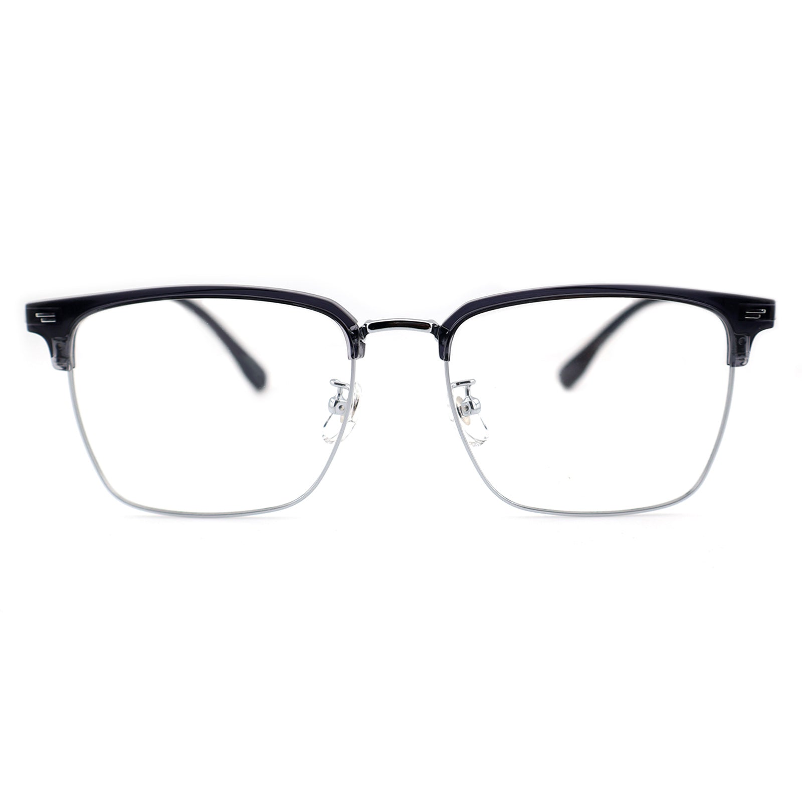 Transparent Brown Browline Square Eyeglass Frame for Men