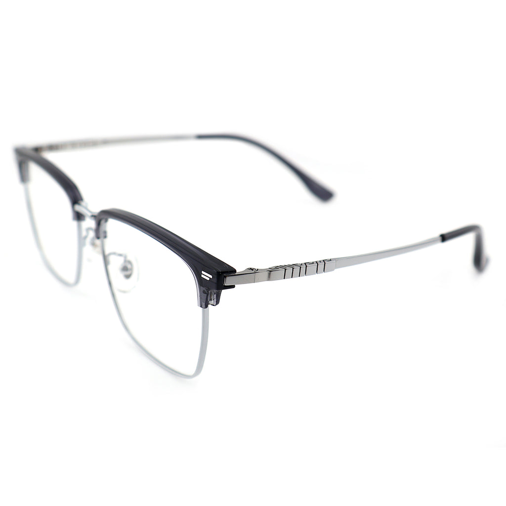 Transparent Brown Browline Square Eyeglass Frame for Men