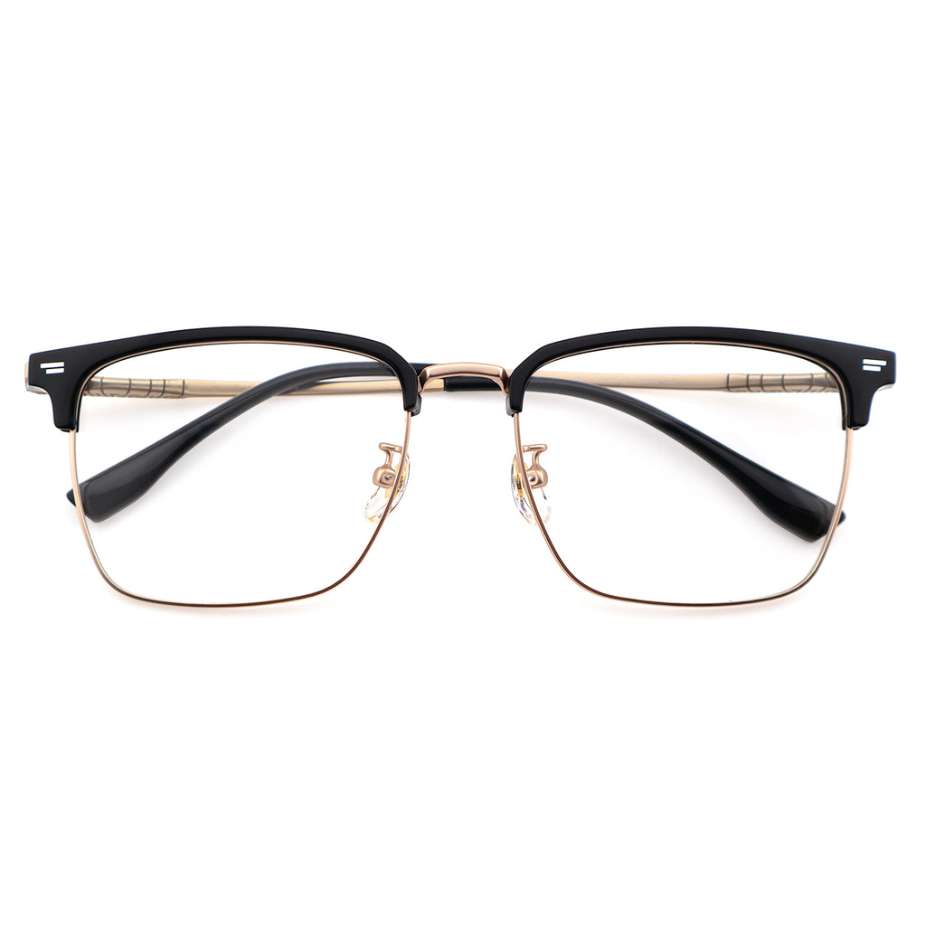 Transparent Brown Browline Square Eyeglass Frame for Men