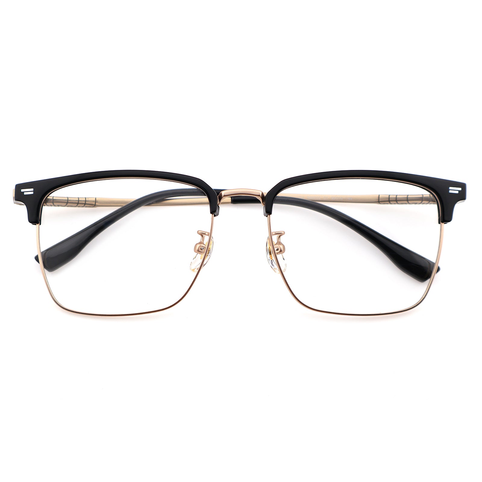 Transparent Brown Browline Square Eyeglass Frame for Men