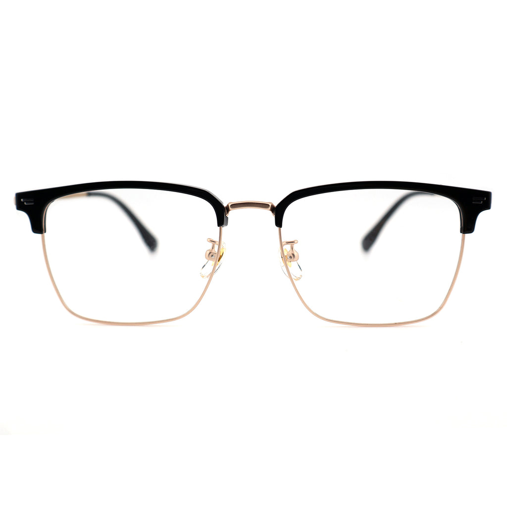 Transparent Brown Browline Square Eyeglass Frame for Men