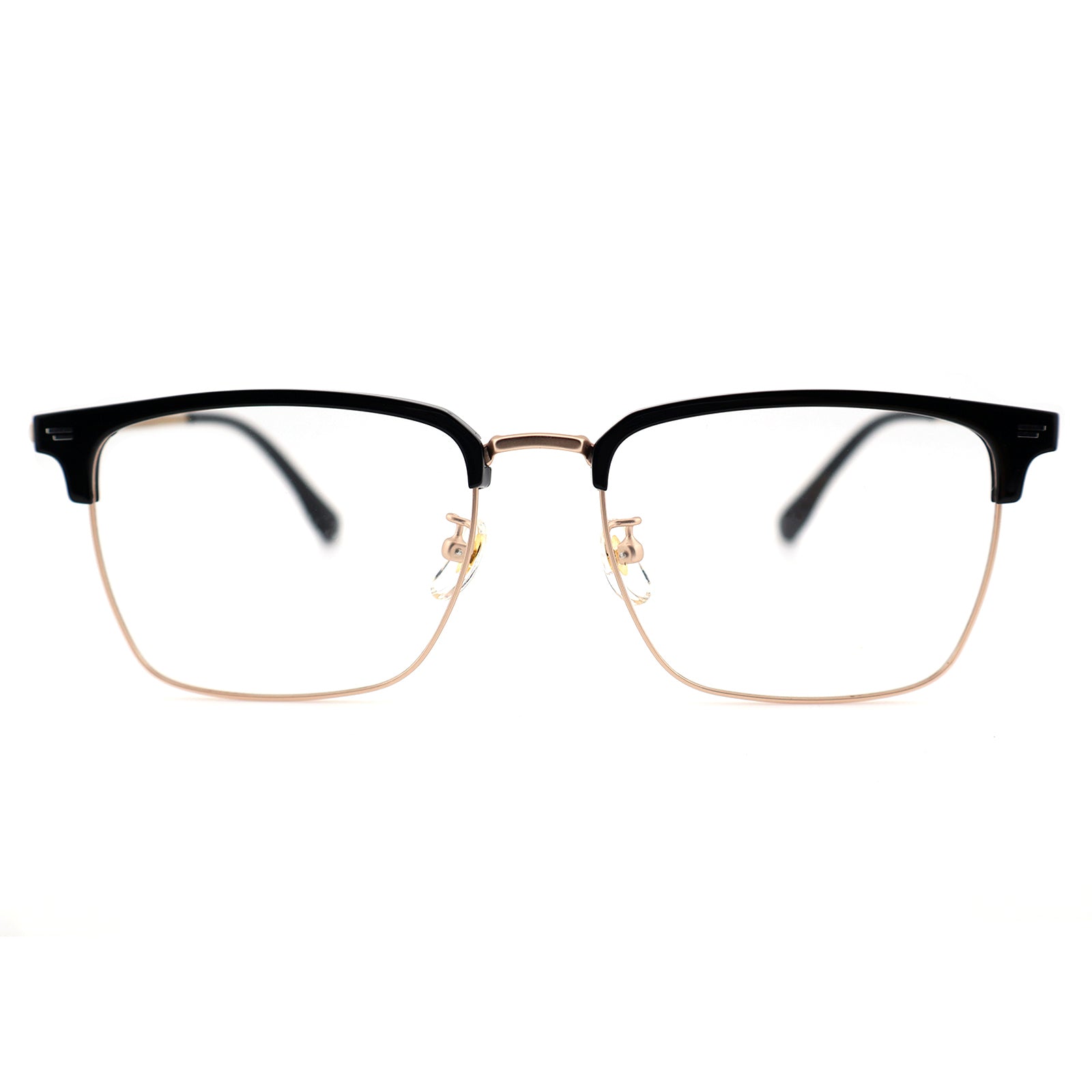 Transparent Brown Browline Square Eyeglass Frame for Men