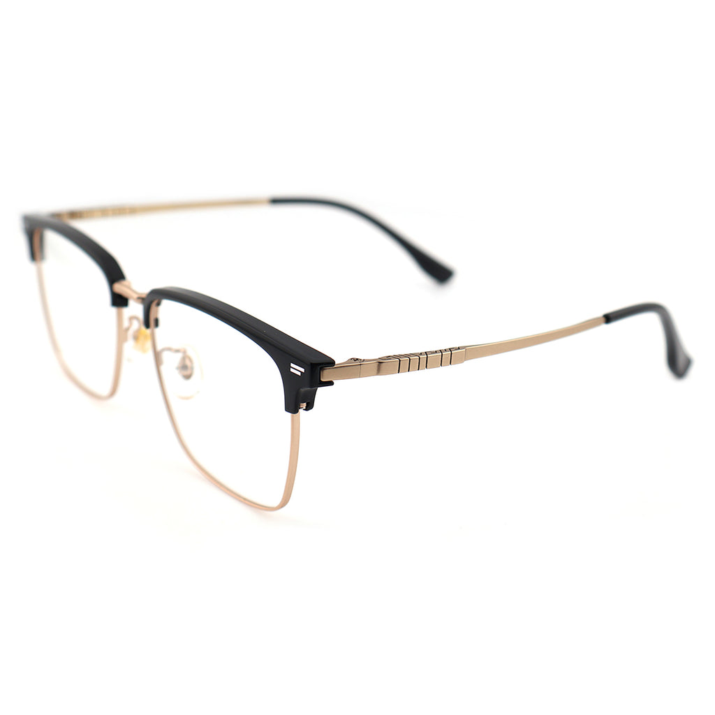 Transparent Brown Browline Square Eyeglass Frame for Men