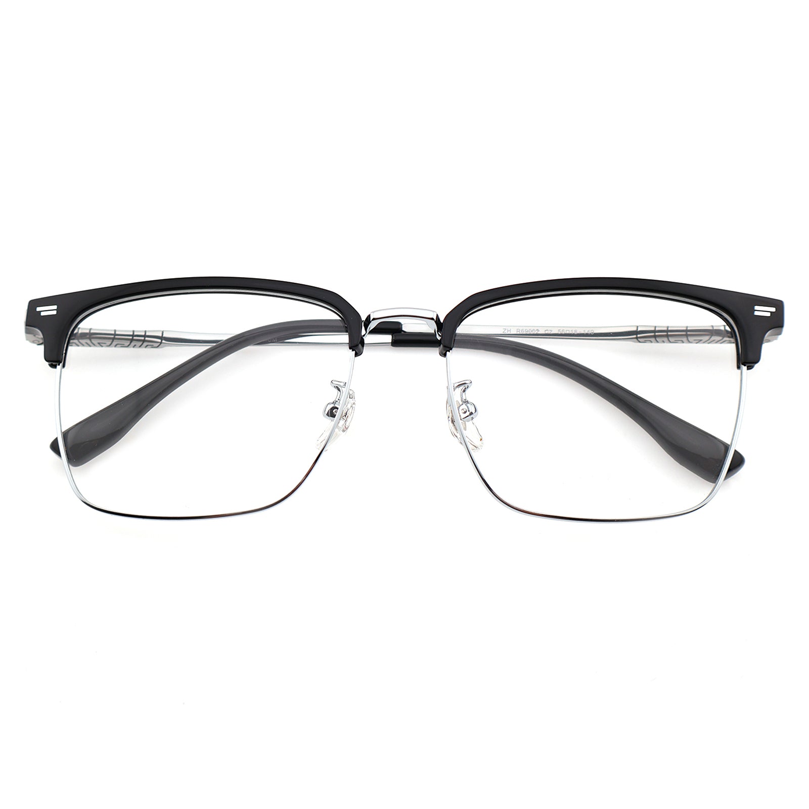 Transparent Brown Browline Square Eyeglass Frame for Men