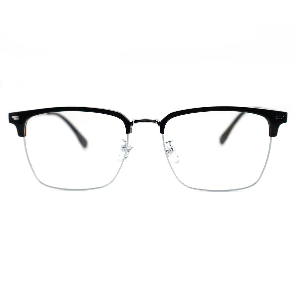 Transparent Brown Browline Square Eyeglass Frame for Men