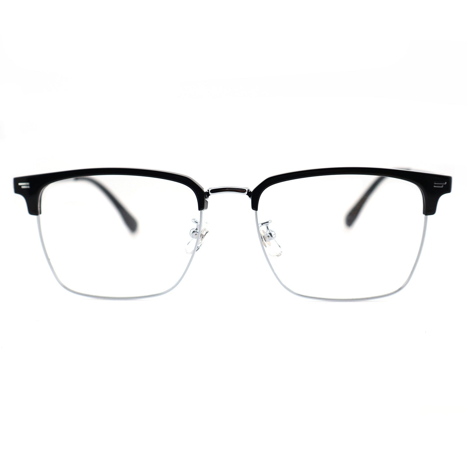 Transparent Brown Browline Square Eyeglass Frame for Men
